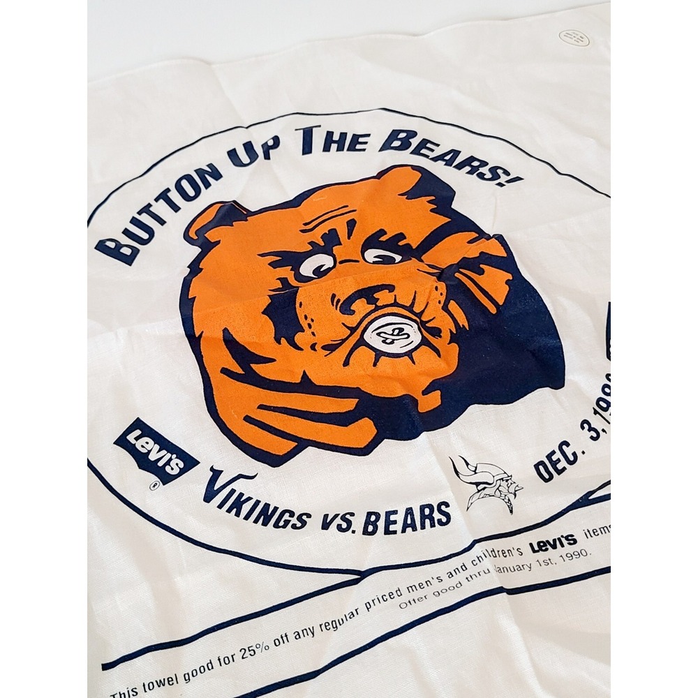 Vintage 1989 Vikings Button Up The BEARS Bandana Levis JC Penney NFL Memorabilia